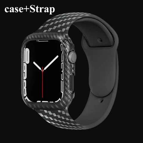 Band For Apple Watch Strap 45mm 40mm 38/42mm Carbon Fiber Pattern for iWatch 7 6 5 4 3 SE Generation Replacement Band 44mm
