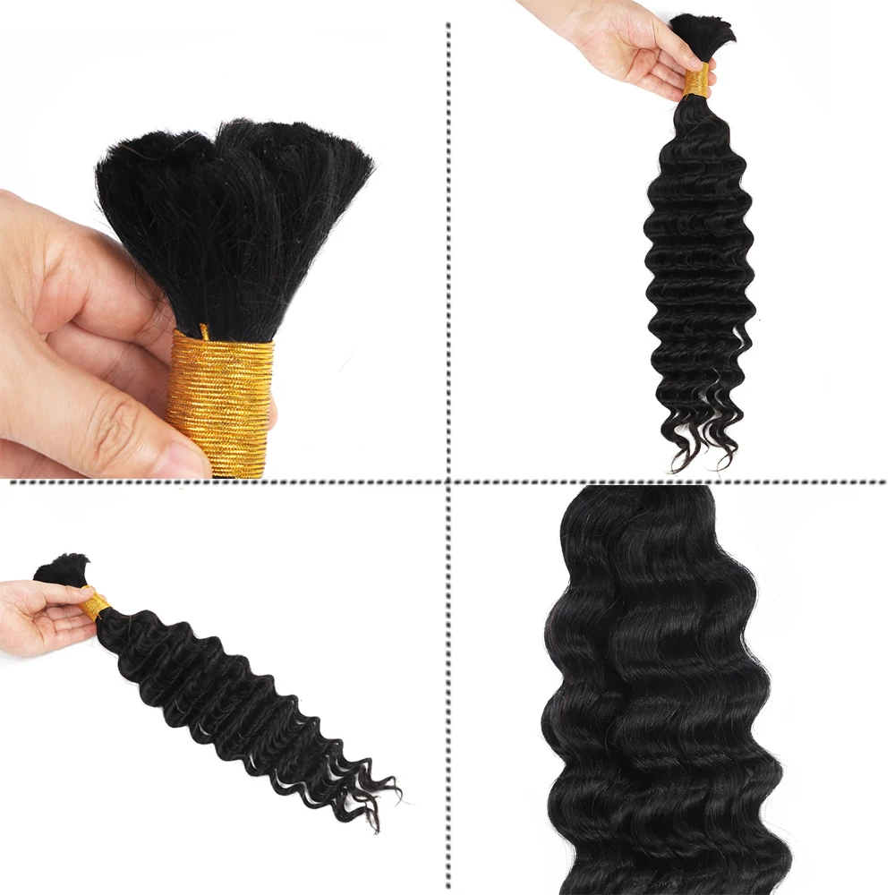 Deep Wave Bulk Human Hair For Braiding Unprocessed Brazilian Virgin Human Hair Extensions Braiding 100g No Weft