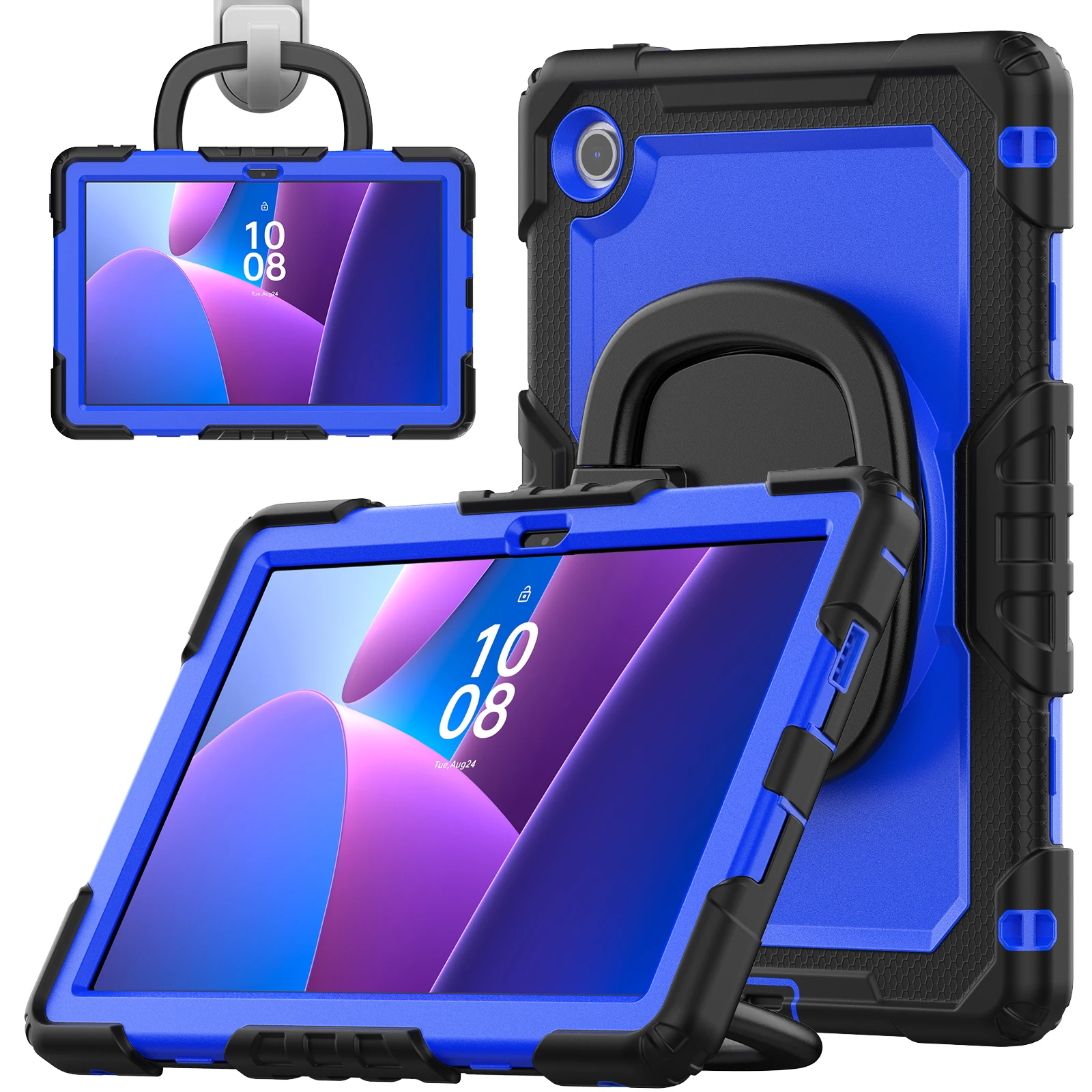 Heavy-Duty Shockproof Tablet Case with 360° Rotatable Bracket, 10.1 Inch