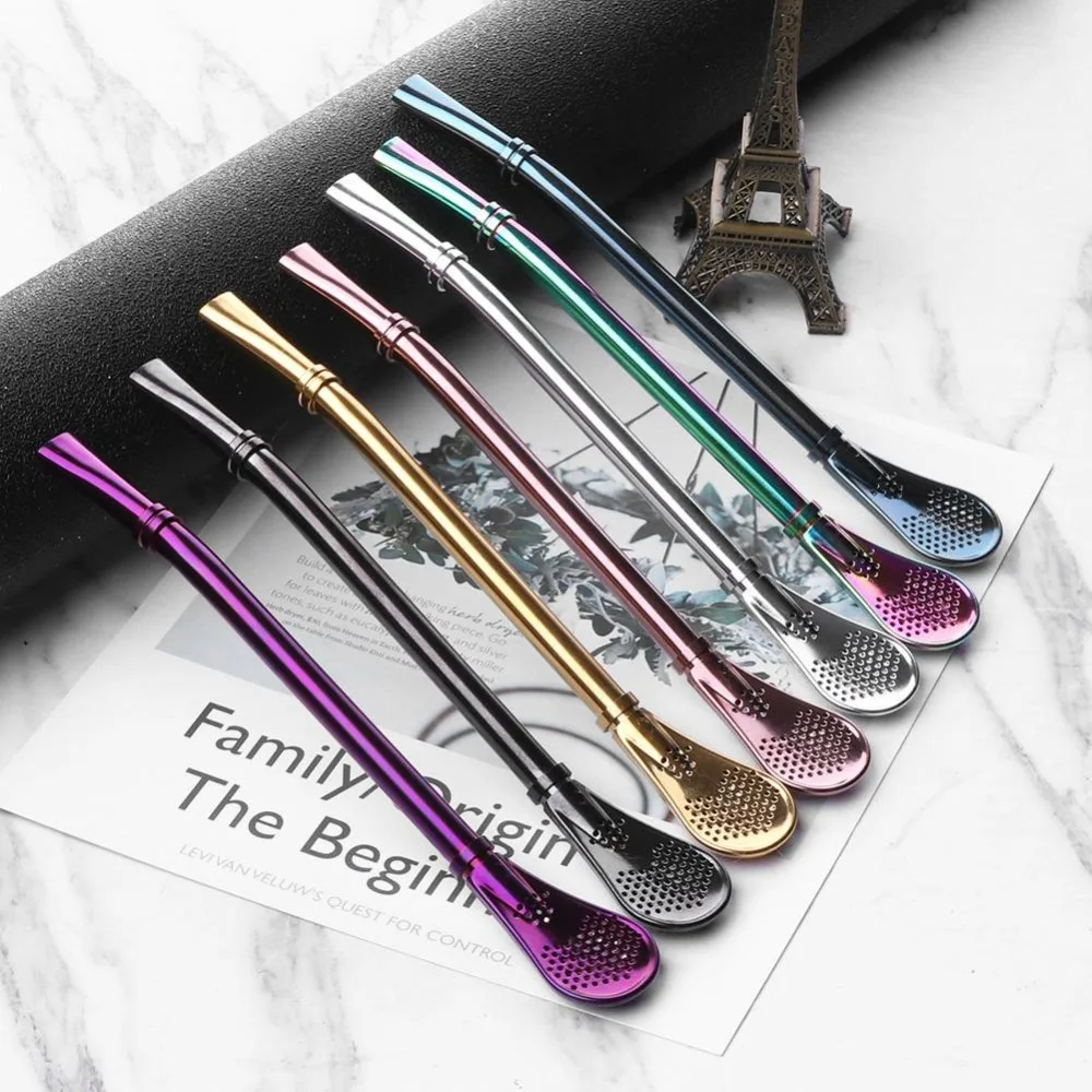 Stainless Steel Drinking Straw Tea Filter Handmade Yerba Mate Tea Strainer Gourd Washable Drinking Straws Tool
