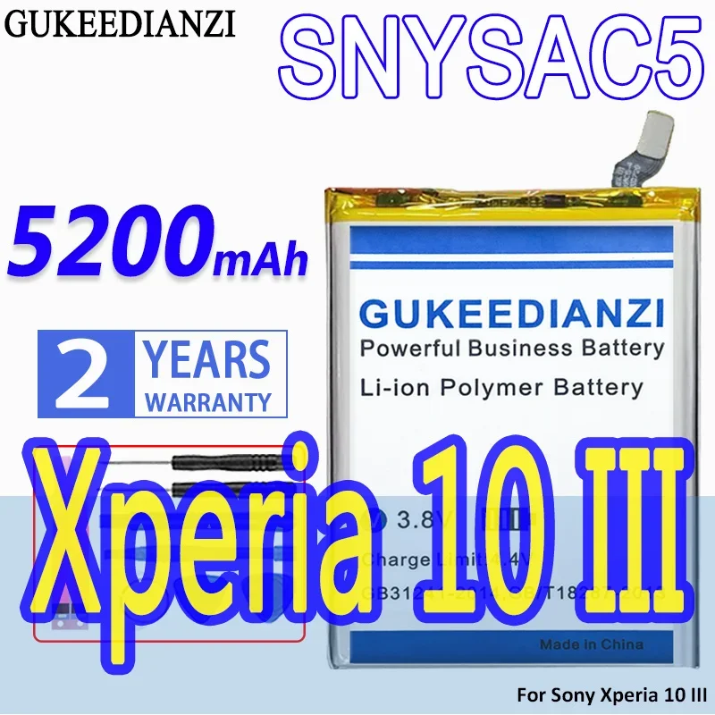 

High Capacity GUKEEDIANZI Replacement Battery SNYSAC5 5200mah For Sony Xperia 10 III 10III X10III SO-52B SOG04 XQ-BT52 A102SO