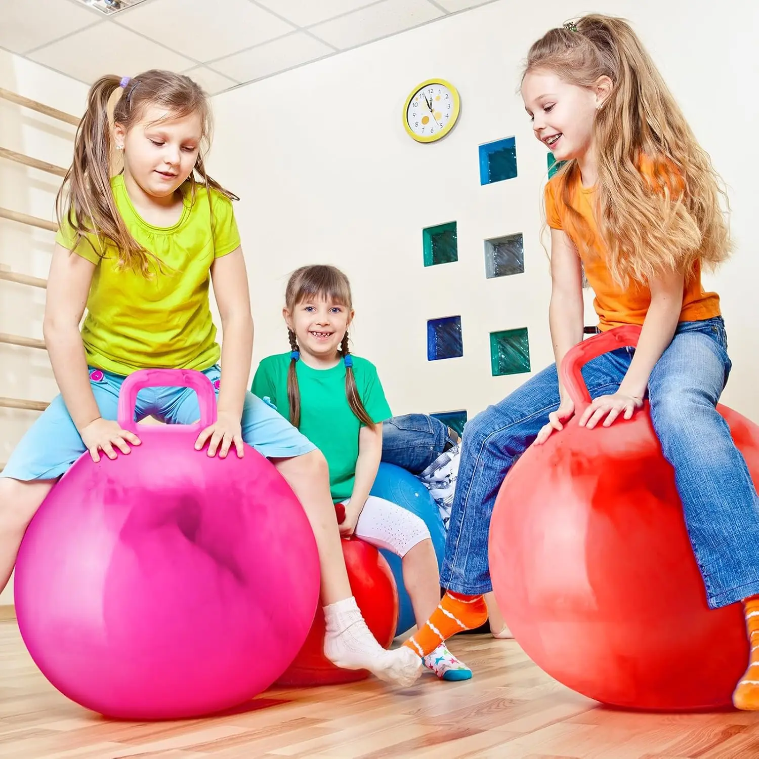 22" Hopper Ball Bouncing Jumping Hopping Ball Bouncy Ball with Handle Exercise Bounce Toys for Outdoors Sports School Games 3