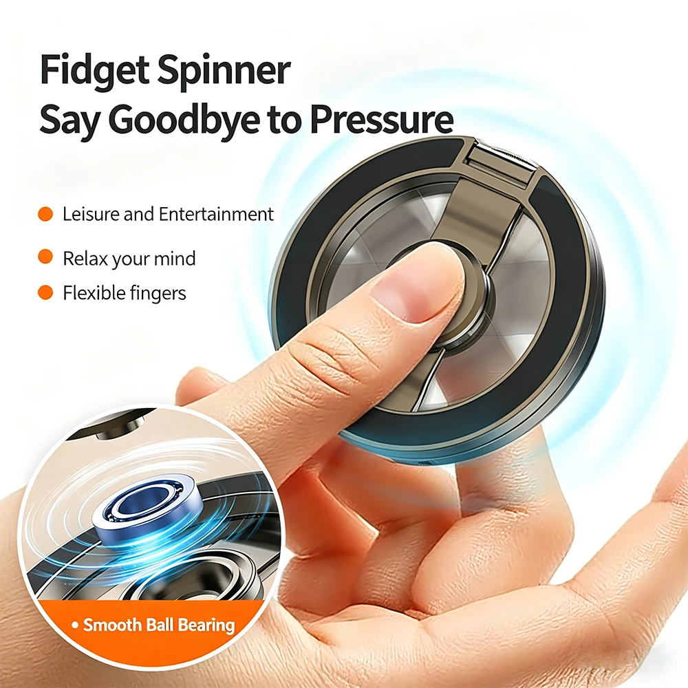 Double-Sided Magnetic Suction Shimmering Powder Phone Holder - 360° Rotatable Ultra Light & Thin Design