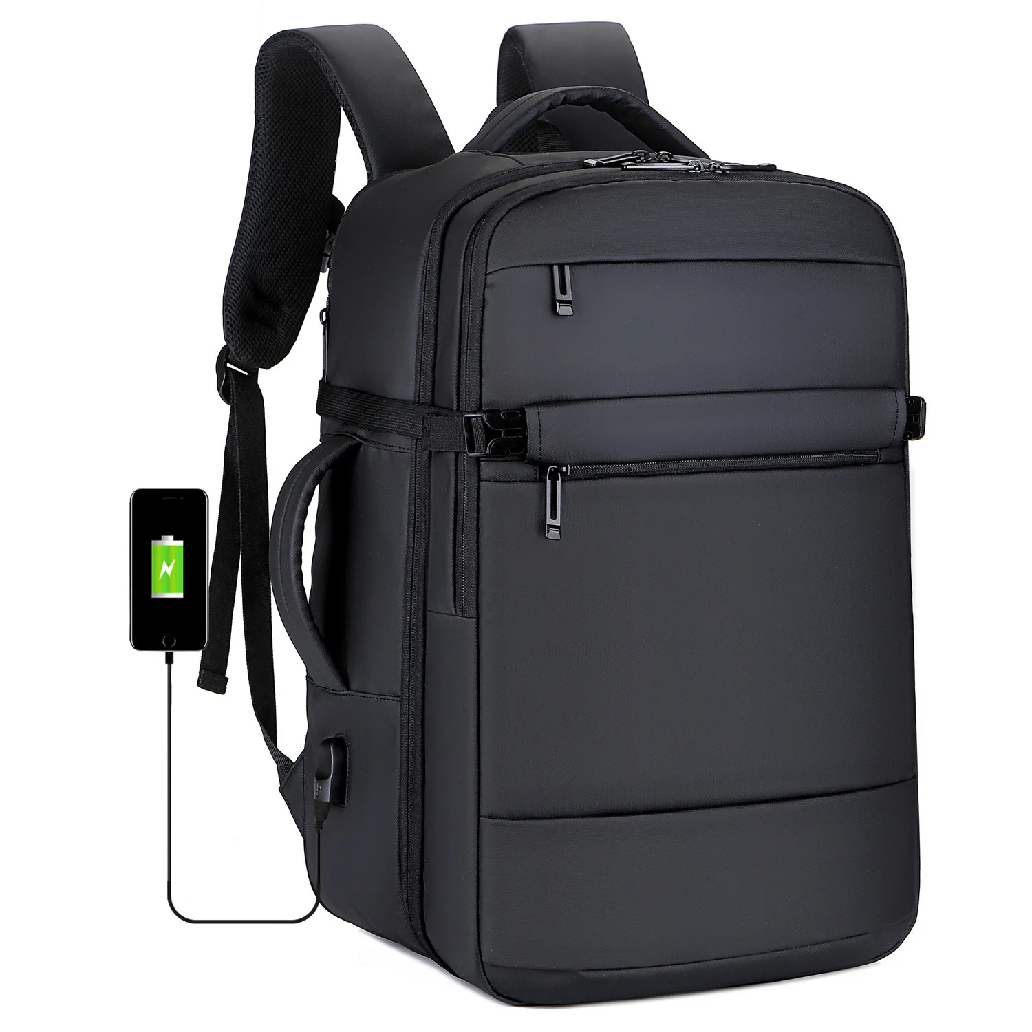 

17" Laptop Backpack For Men Bags Waterproof Nylon Notebook Multifunction Expandable USB Charging Black Bag Man Travel Backpacks