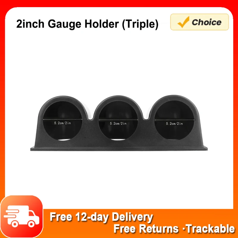 Car Meters Holder Triple Three Auto Car Gauge Meter Pod Holder Cup Mount Gauge Holder for Three Automobile Gauges 2in/52mm Diameter