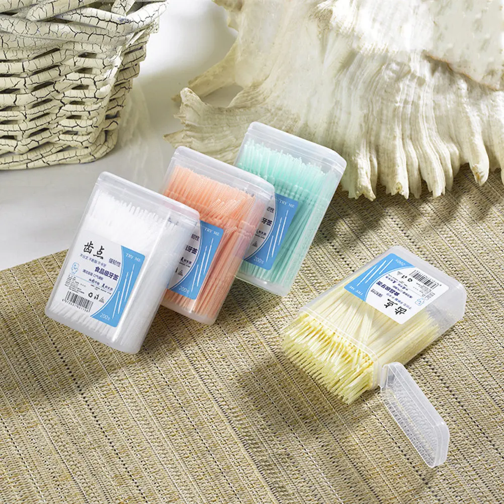 6박스 일회용 치간 브러쉬, 양면 치실 이쑤시개, 가볍고 휴대 가능한 치아 세척 도구로 자신감을 확보하세요