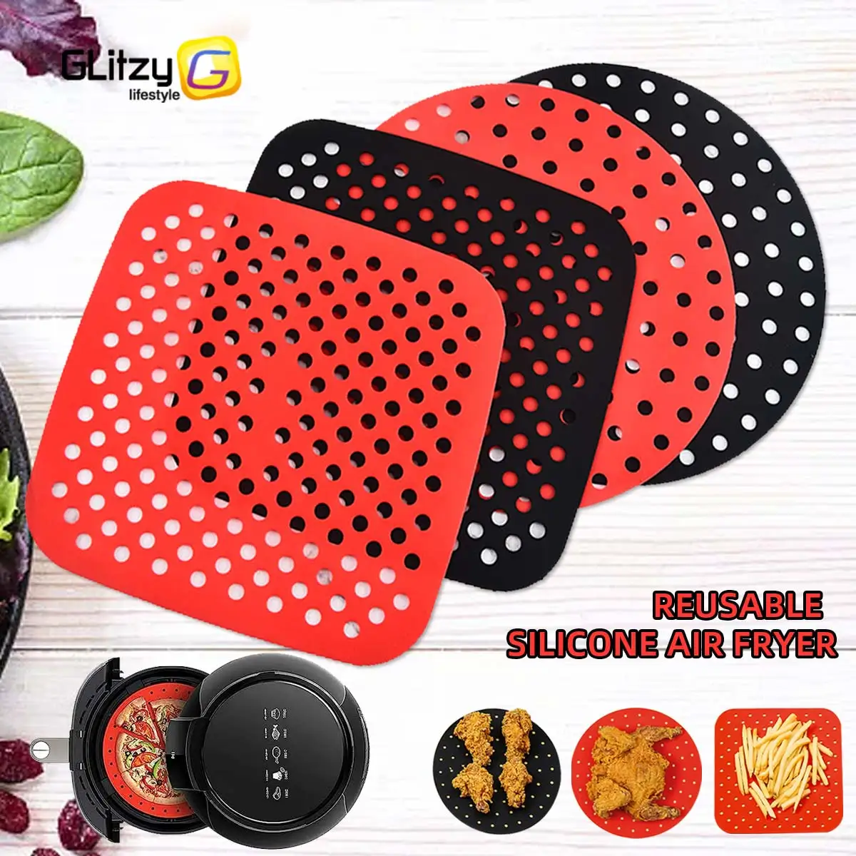 Silicone Air Fryers Oven Baking Tray Fried Chicken Basket Mat Air Fryer