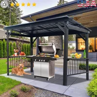 6.5x12FT Hardtop Grill Gazebo All-Weather BBQ Shelter with Side Shelves Ceiling Hooks Galvanized Steel Frame Outdoor Parties 1