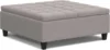 Harrison 40 inch Wide Transitional Square Large Square Coffee Table Storage Ottoman in Cloud Grey for The Living Room 3