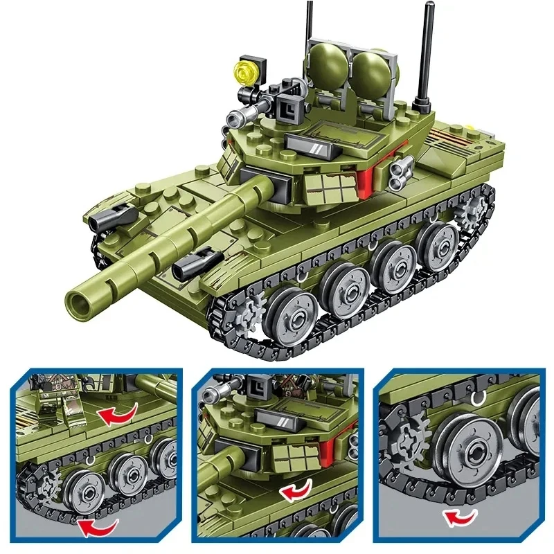 Tank building blocks military series armored vehicle toy chariot tank model toys for boys kids christmas holiday gifts - 5