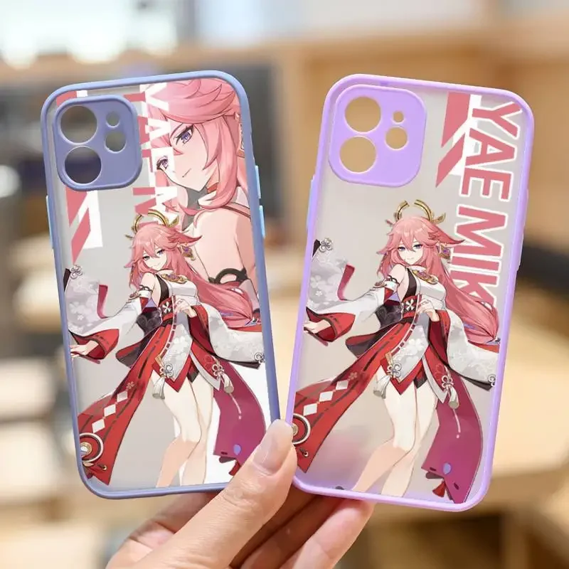 Genshin Impact Yae Miko Custodia Per Telefono Per Iphone 12 11 13 14 Pro Max Xr Xs Max X Se2020 7 8 Plushard Custodia Viola Antiurto