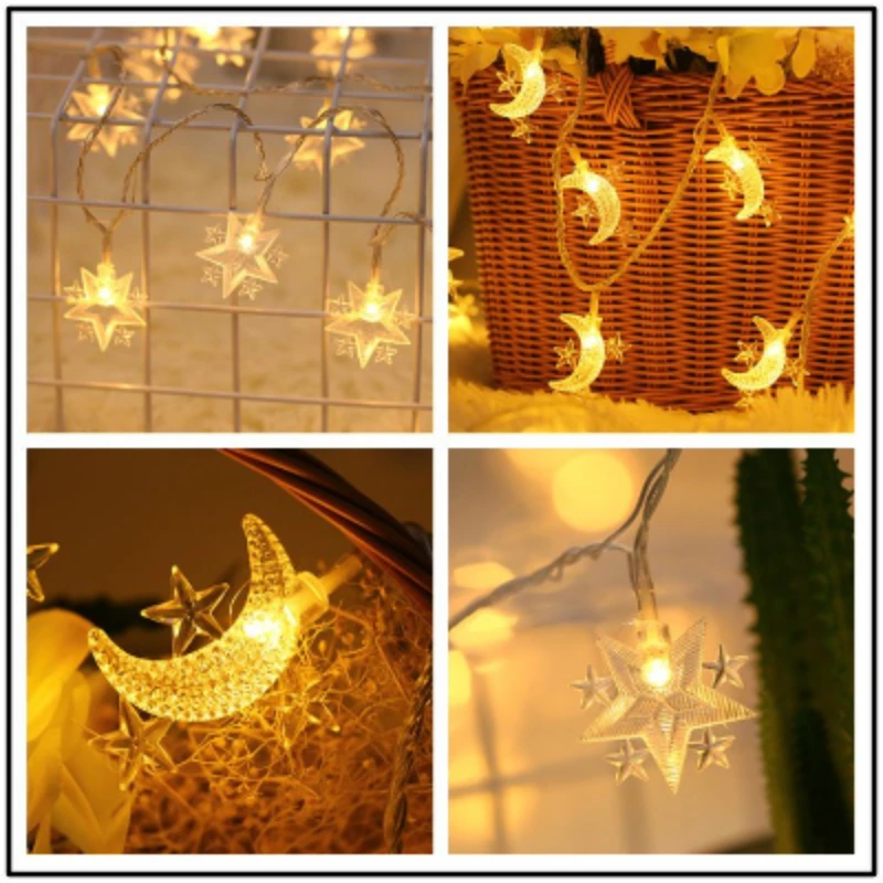 

2023 Ramadan Eid Mubarak Star Moon LED String Lights Ramadan Decorations for Home Festival Garland Lighting Kareem Mubarak Decor