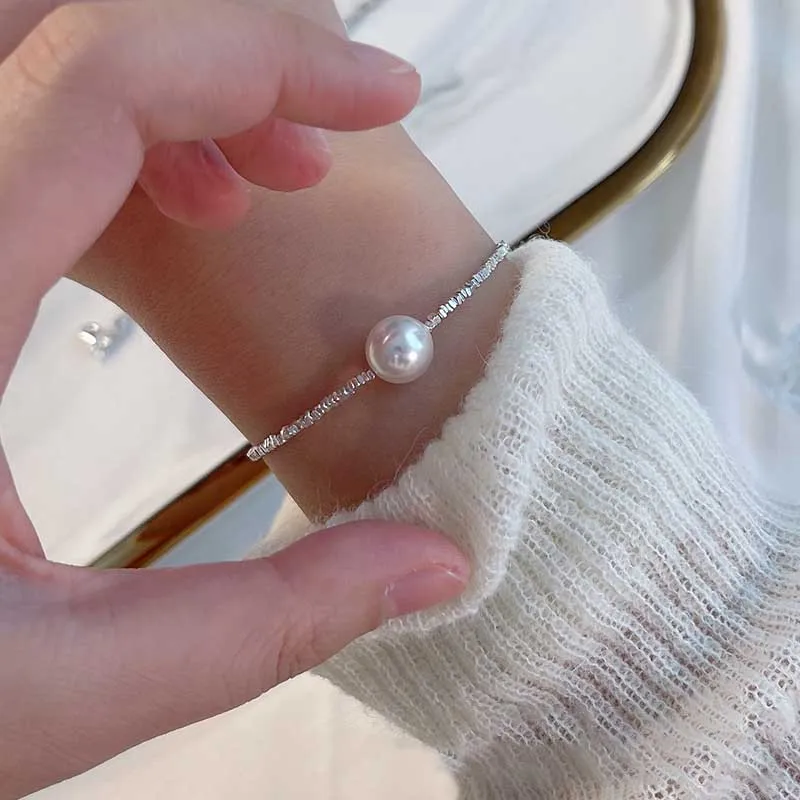 New Fashion Silver Colour Pearl Bracelet Sparkling Exquisite