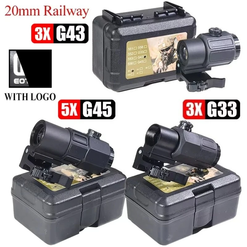 Tactical Magnifier Scope Tactical E*t*ch G33 G43 G45 Fixed 3X 5X Magnifier Scope with Switch To Side Quick Detachable QD Mount Hunting Sight Fit Hunting