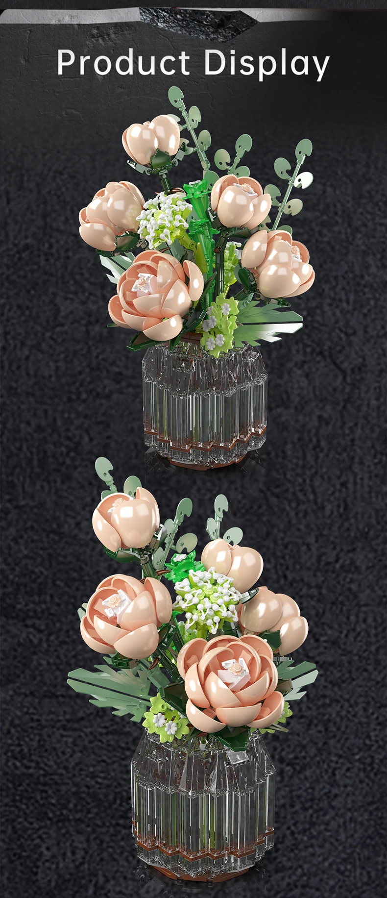 Mould King 24109 Blumenstrauß-Spielzeug Das MOC Weiße-Rosen-Baustein-Set Blumen-Baustein-Modell-Set Kinder Weihnachtsgeschenk – Detail 3
