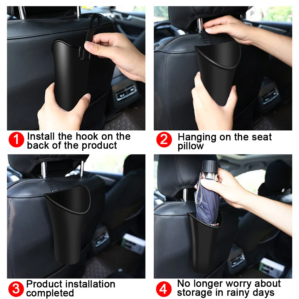 Durable Universal Car Back Seat Umbrella Holder Waterproof Synthetic Leather Bag Long Handle Folding Umbrella Auto Storage Tool