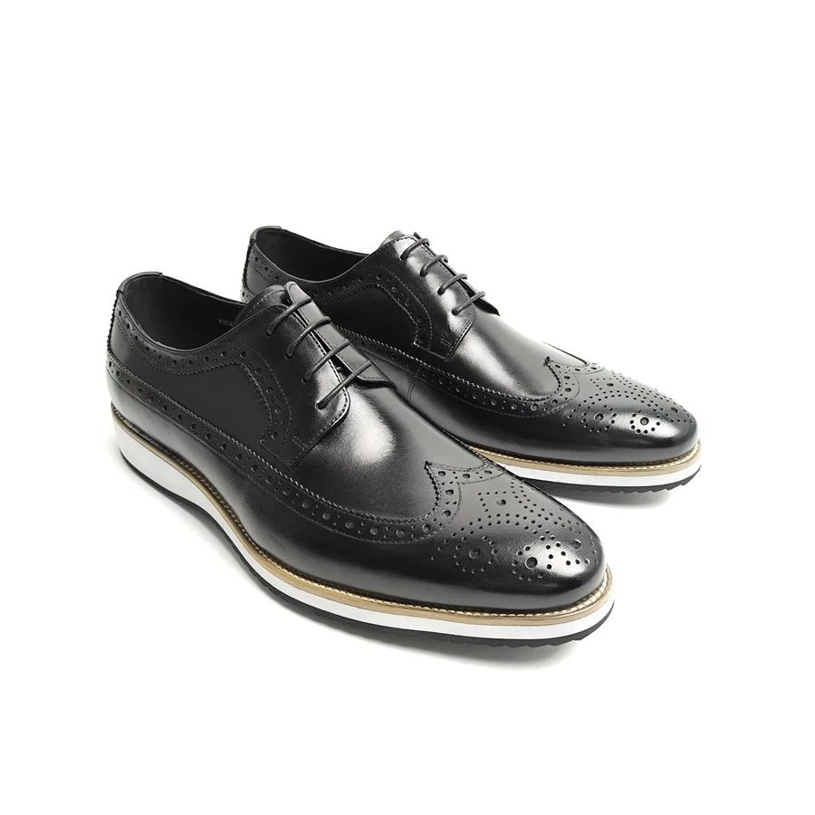 Fashion Brogue Shoe Genuine Cowhide Leather Oxford Style Sneakers Business Leisure Handcraft Dress Shoe