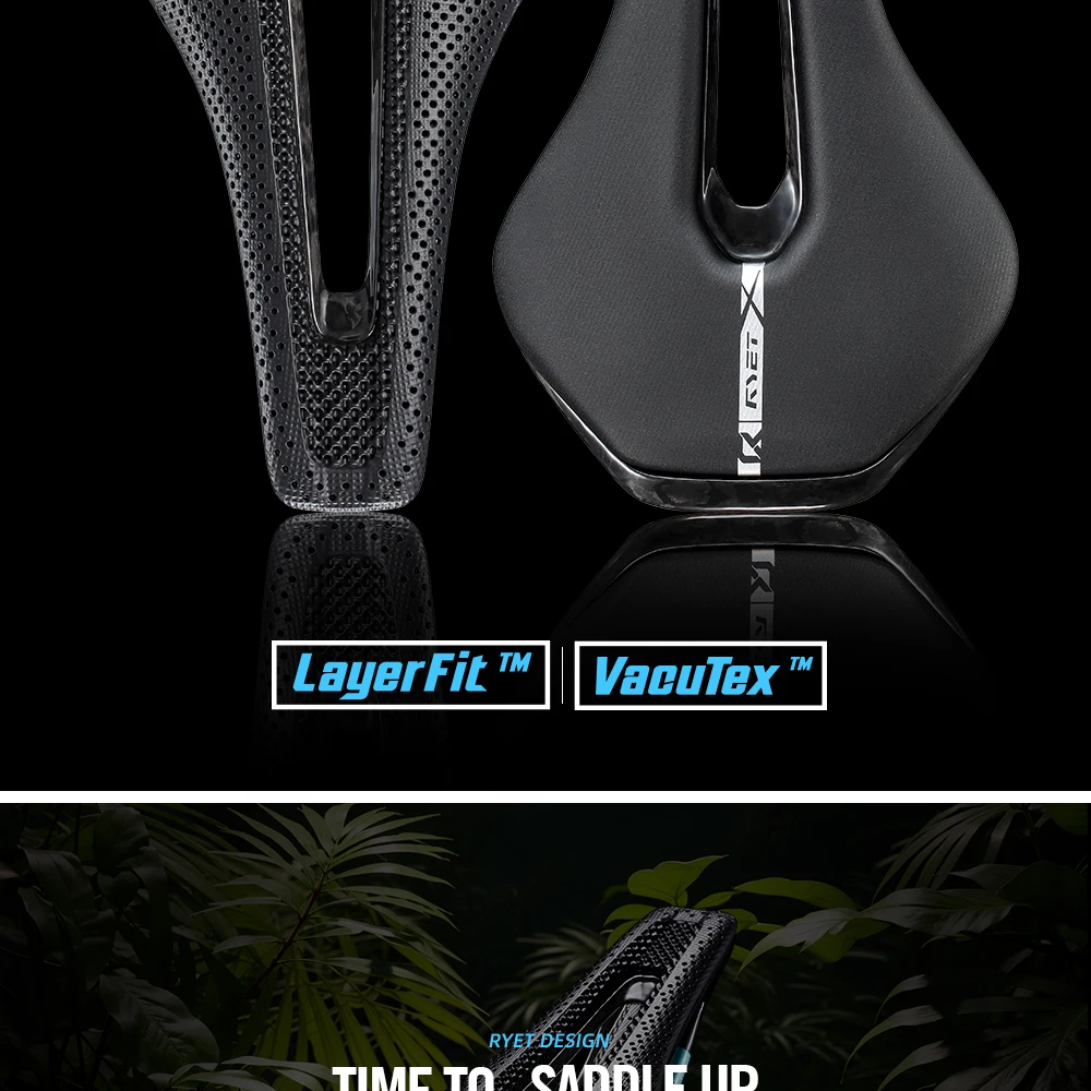2026 RYET 3D-Gedruckter Carbon-Fahrradsattel 245x135/145mm für MTB Gravel Rennrad Ergonomischer Rennsattel Hohltechnologie Fahrradsitz – Detail 2