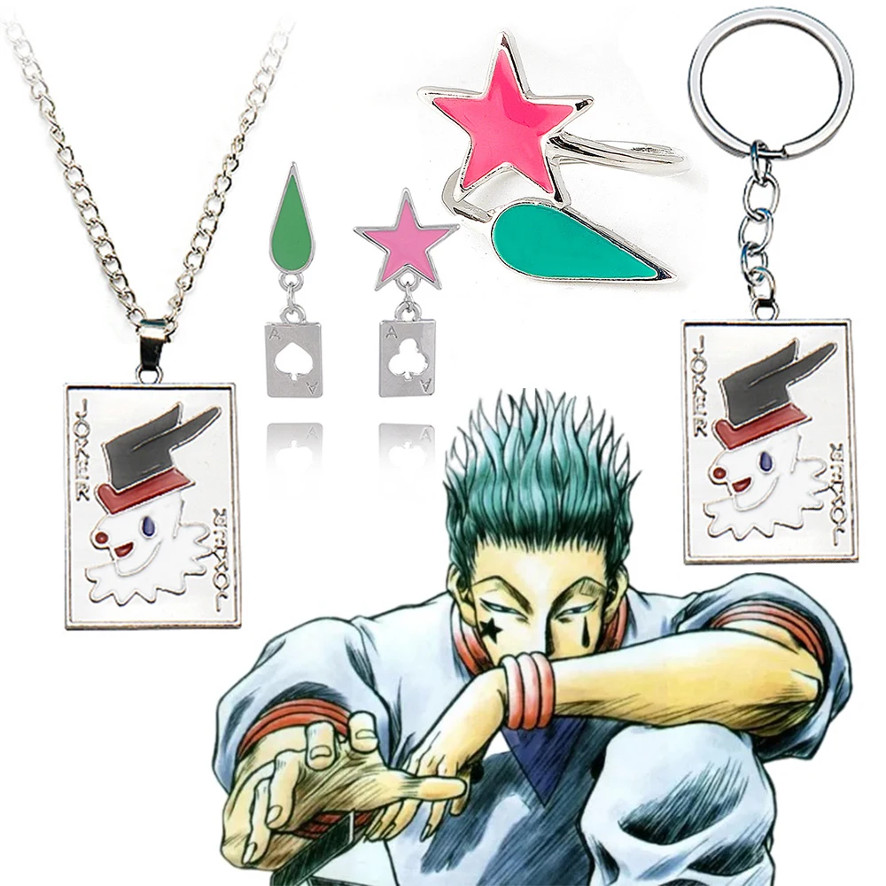 anime HUNTER&times;HUNTER cosplay pendant necklace keychain figure Hisoka star waterdrop ring earring props accessories fans gifts