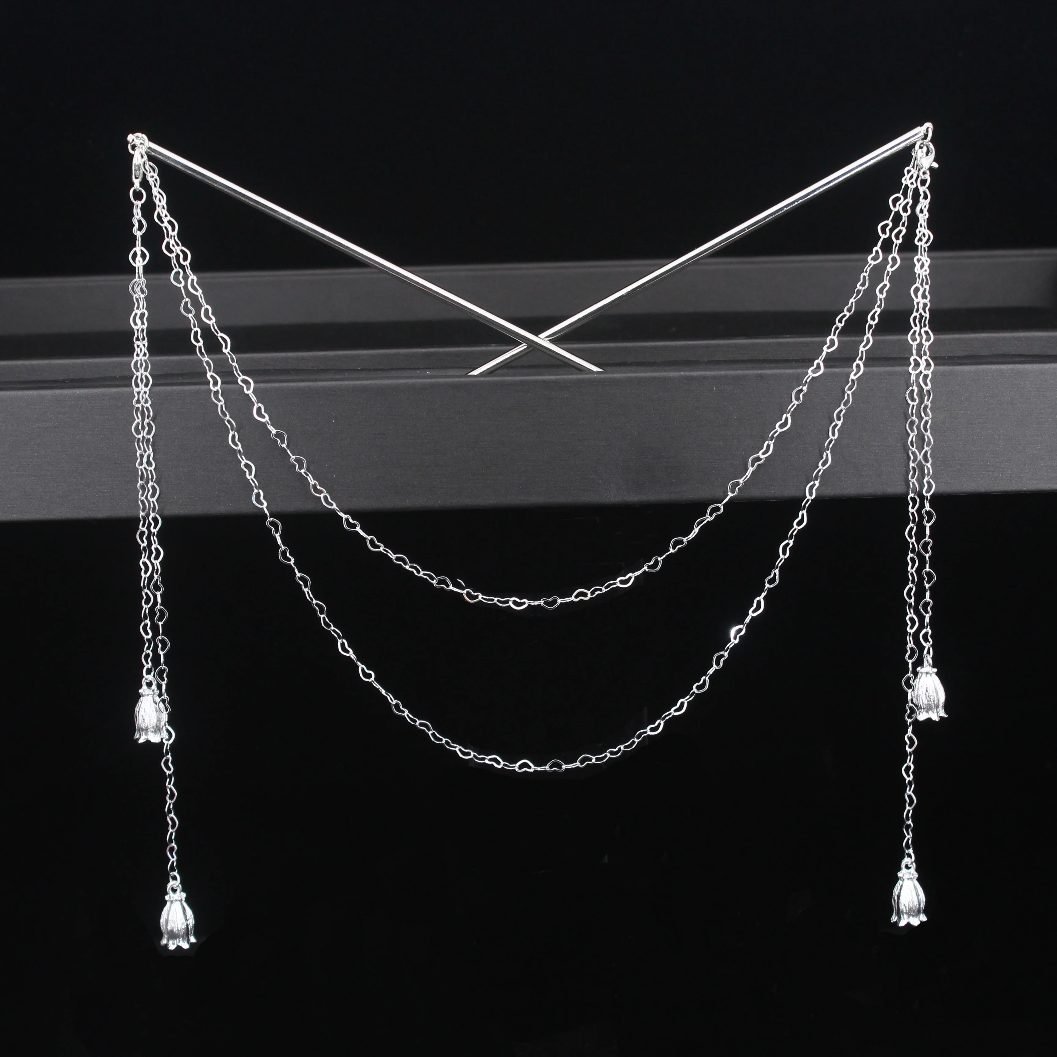 Hair Fork hair accessory pearl hairpins hair stick hair headdress jewelry accessories Double Chain Hair Fork Pearl Tassel Hair Stick Nunchaku Hairpin Chinese Style Retro Accessories for Hanfu Tiaras Ornaments
