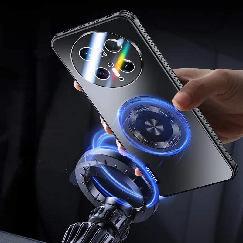 AG Matte Magnetic Ring Protective Back Cover with Wireless Charging Capability