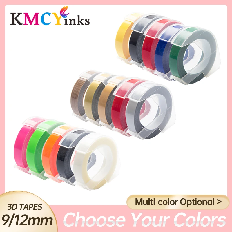 KMCYinks for Dymo 3D Embossing Tapes Dymo 9mm Label Tape Compatible for Motex Printer Dymo 12965 E101 1540 1610 1880 Label Maker