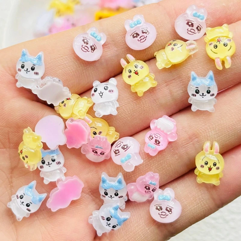 50 Stück neue süße Harz Mini Cartoon Traurigkeit Kaninchen, Hund Serie flache Rückseite Maniküre Teile Verzierungen für Haarschleifen