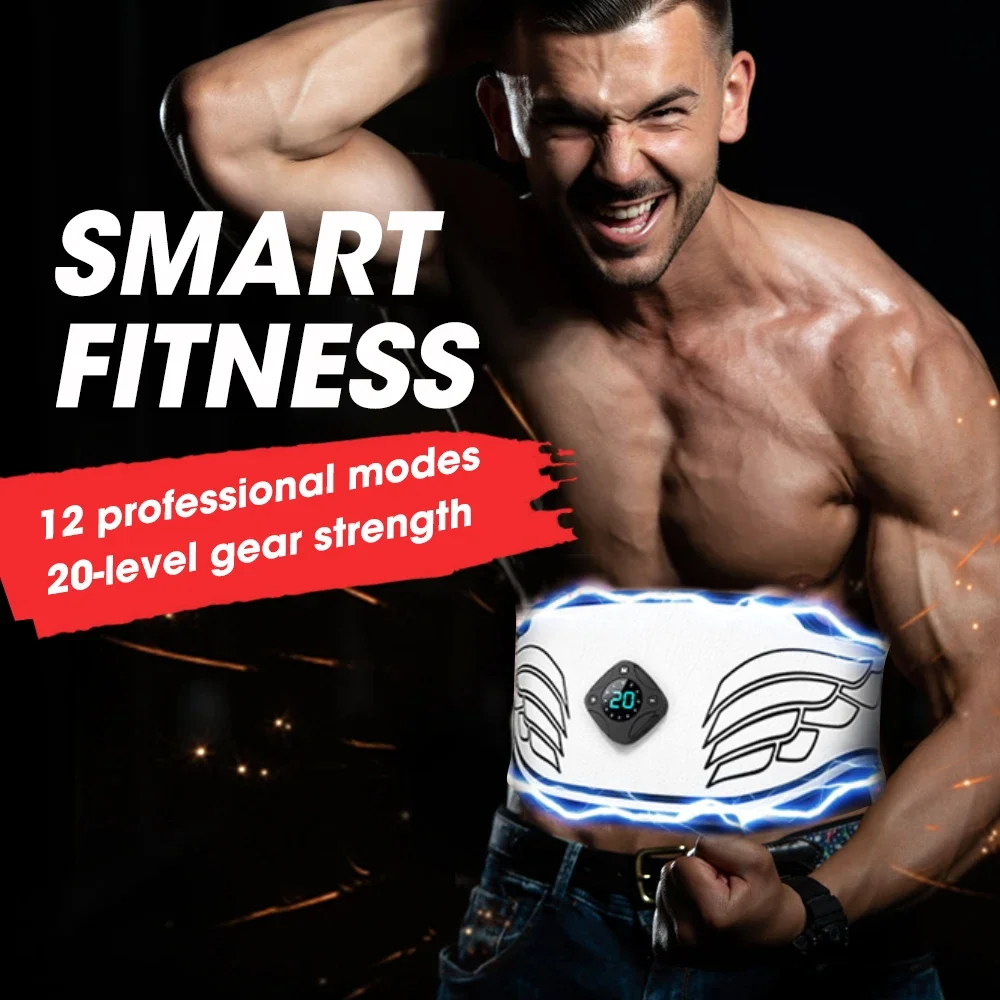 EMS Muscle Toner ABS Stimulator Ab Machine Abdominal Toning Belt USB Fitness Training Gear Loss Weight Equipment Home Office Gym