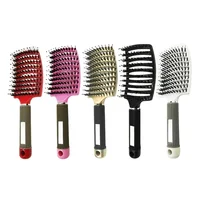 Brosse à cheveux exfoliante, brosse à cheveux en poils pour femmes, peigne humide et bouclé, outil de coiffure pour Salon de coiffure, spécial pour vrais perruques de cheveux 6