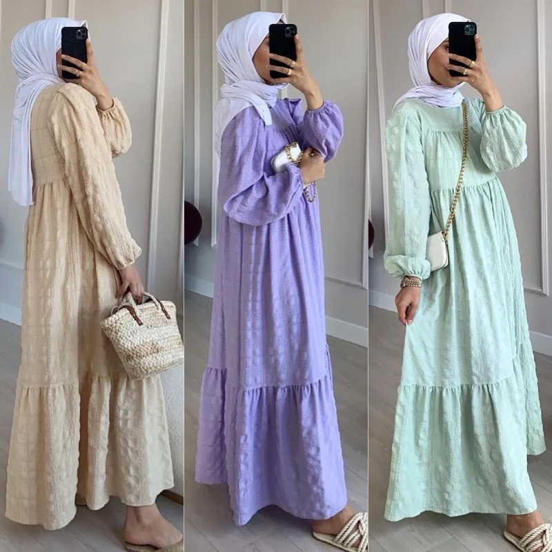 

Maxi Dress Women Loose Robe Fashion Abaya Muslim Female Saudi Arabia Dubai Kaftan Long Dress Summer Islamic Clothes
