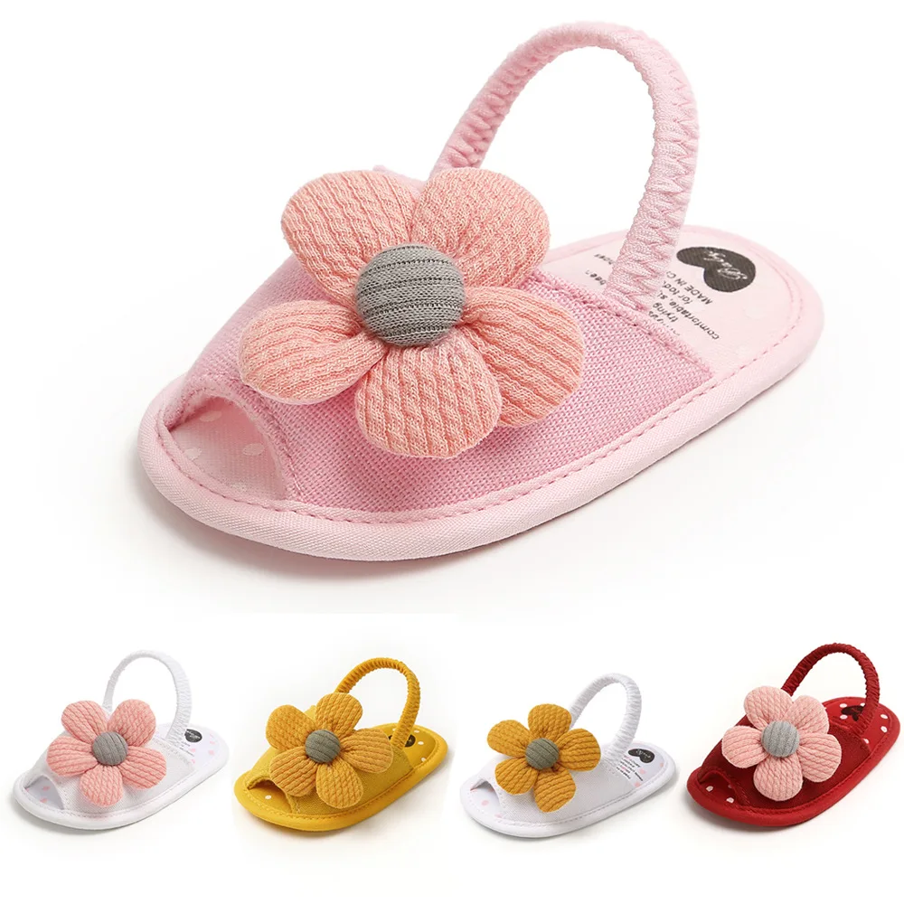 Toddler Newborn Baby Big Flower Girl Sandals For Newborn Girl Slippers Prewalker Trainers Fur Summer floral First Walker