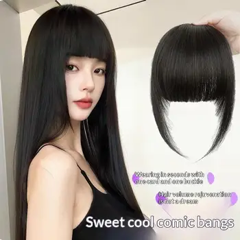 Frange francesi con clip in capelli umani, 1 pezzo, frangia naturale in capelli Remy con ciuffetti laterali regolabili per donne, facile da applicare per principianti