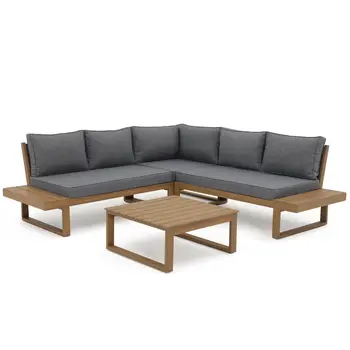4-Piece Acacia Wood Patio Sectional 1
