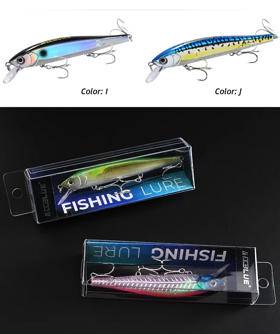 ALLBLUE 3D Jerkbait Wobbler Angelköder 110mm 14g 3DS Rollender Langsam Schwimmender Minnow für Barsch und Hecht Künstlicher Köder Angelzubehör – Detail 8