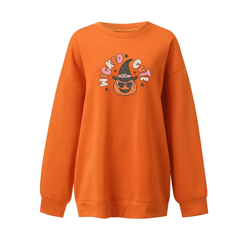 Round Neck Solid Color Printed Sweatshirts 2022 Women's Clothing All-match Loose Long Sleeve Casual Fleece Pullovers Female Tops