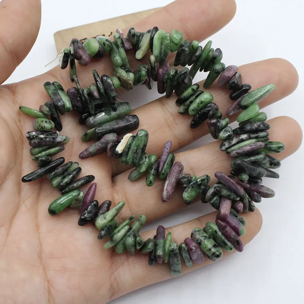 APDGG 5 Strands Natural Red and Green Ruby Top-drilled Freeform Fancy Loose Beads 15.5