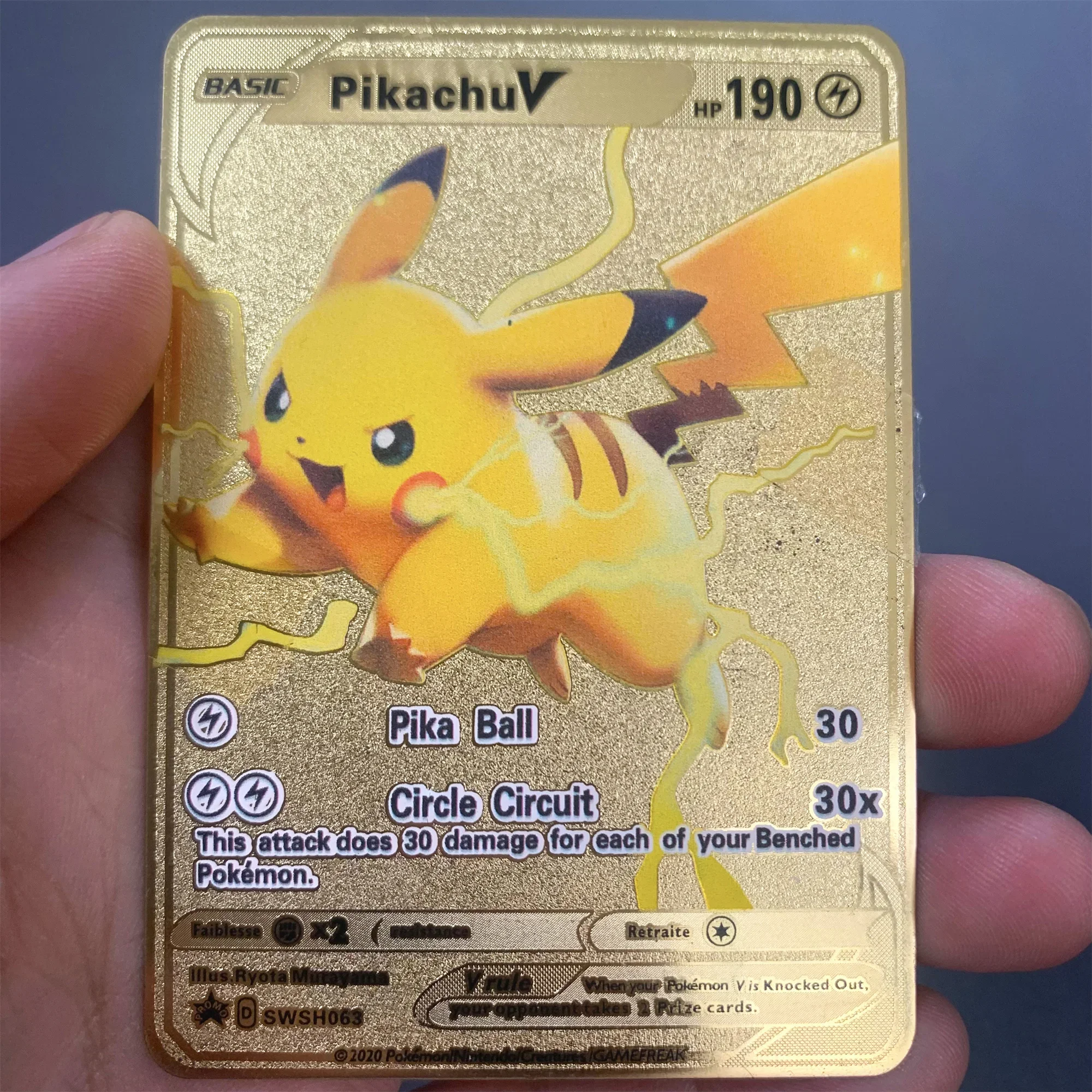 thumbnail image 1 of New Pikachu Cards Gold DIY Metal Card English Hard Iron Cards Gx Vmax Package Game Battle Collection Exchange Gifts, 1 of 5