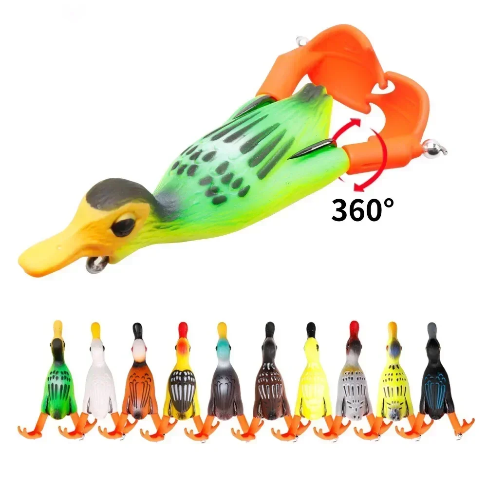 1Pcs Propeller Flipper Duck Fishing Lure Ducking Fishing Frog Lure 9.5cm  12g 3D Eyes Day Baits Bass Artificial Bait Duckling