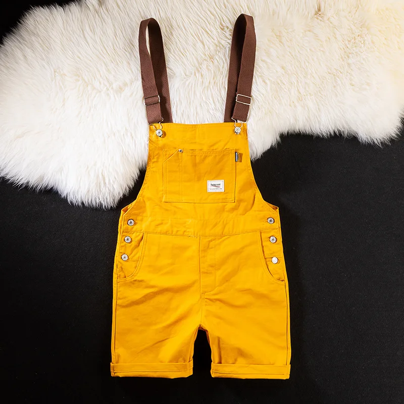 2023 Summer Men Bib Pants Solid Color Casual Shorts Jumpsuits Streetwear Joggers Multi Pockets Fashion Suspenders Cargo Overalls 2