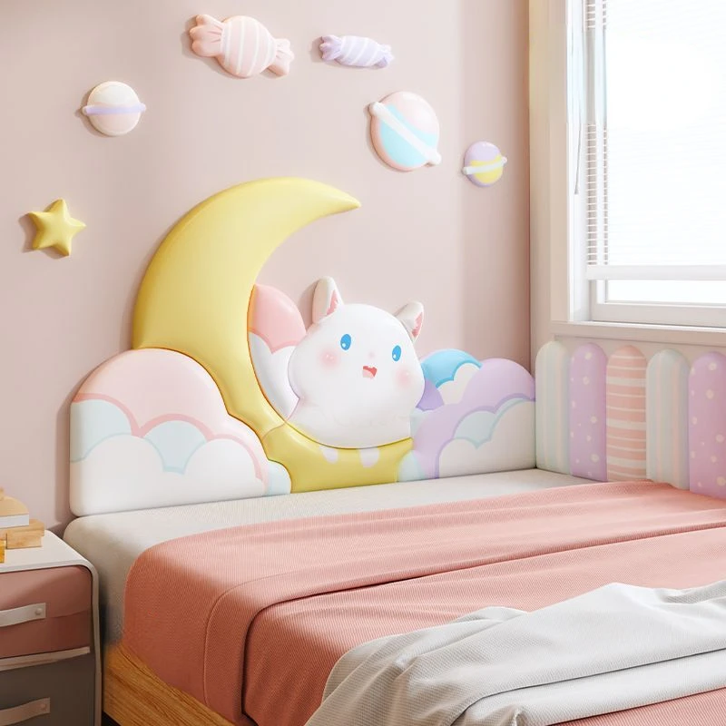 Cartoon Kids Bedroom Furniture Bed Headboard Girl Bed Head Board Tete De Lit Cabecera Adhesiva Cama Anti-collision Wall Panels