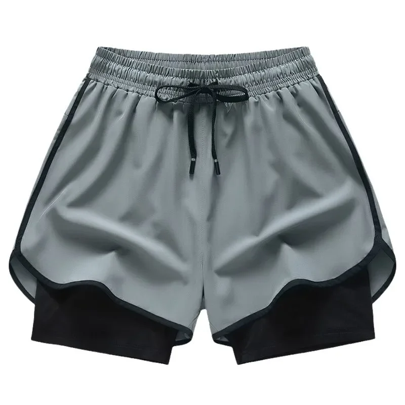 Men Swimming Trunks Double Layer Quick Dry Casual Loose Running Shorts Five Points Sports Briefs Comfortable Underwear men underwear swim trunks swim shorts men swimsuit