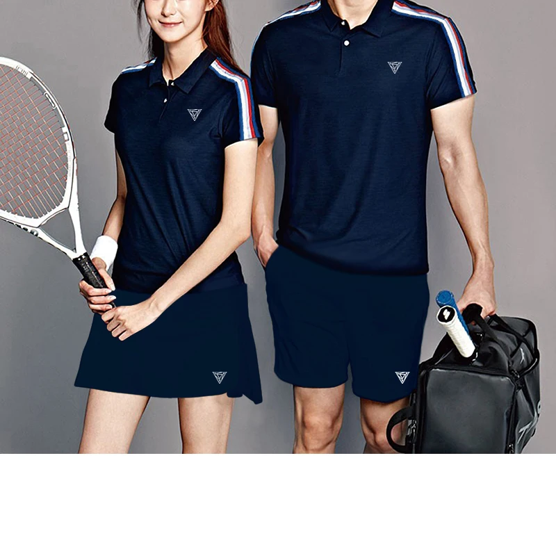 Sport T Shirt Quick-drying Collar Short-sleeved Tennis Shirt Suit for Men and Women Golf Clothing Polo Tennis Clothes Badminton Sportswear