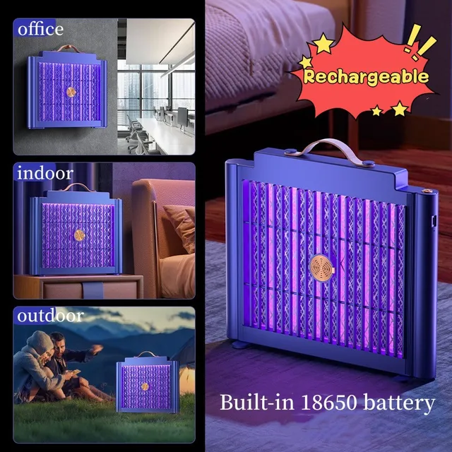 Uv Elektromos Ütés Szúnyoggyilkos Lámpa Falra Szerelt Beltéri Kültéri Usb Újratölthető Zajtalan Rovargyilkos - Image 4