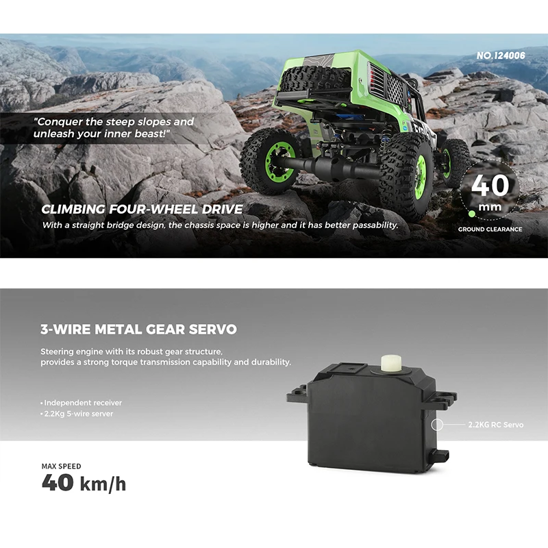 WLtoys 124006 1/12 RC Car off Road 4x4 Trucks With LED light 2.4G Hight Speed Professional Remote Control Climbing Cars For Kid 5