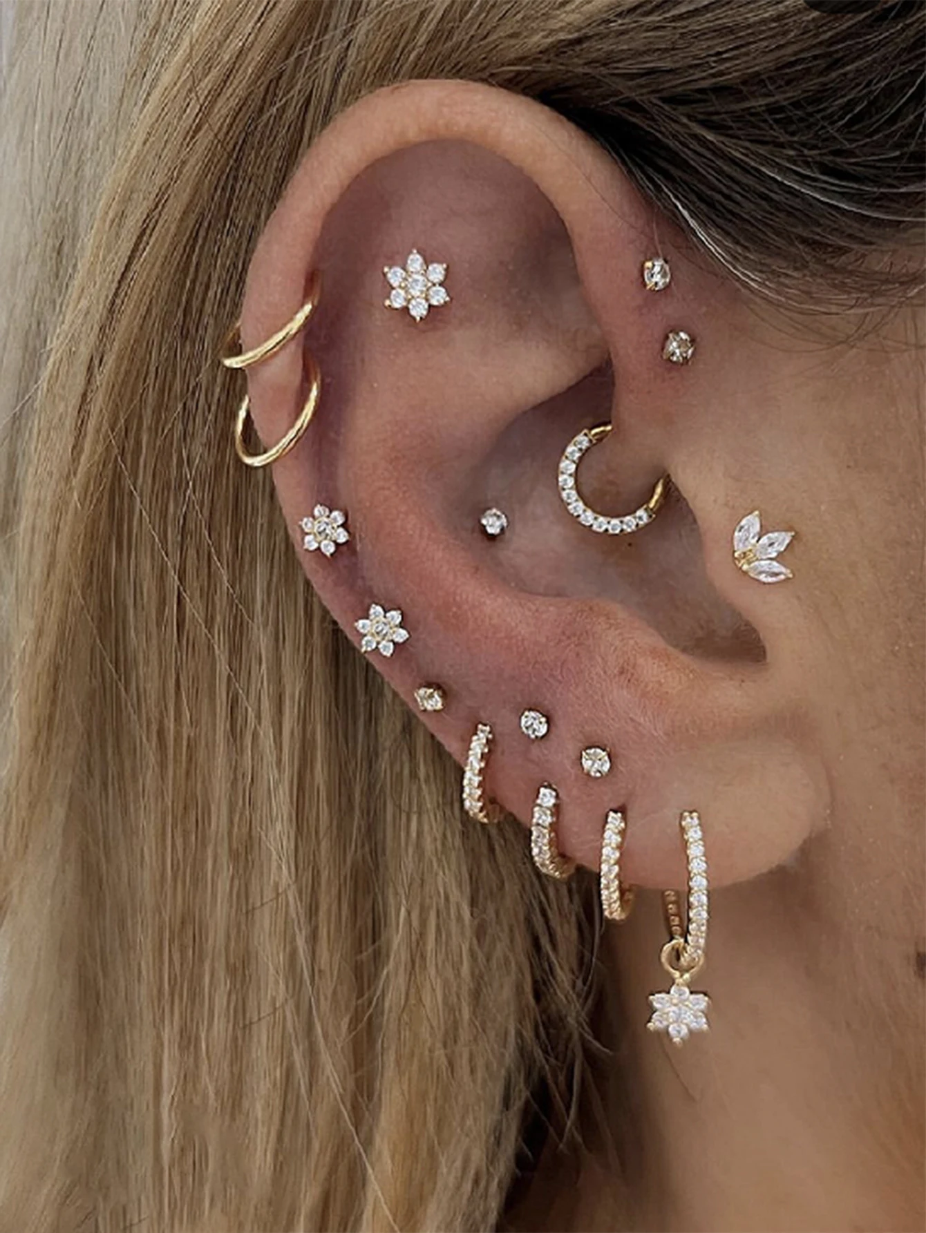 Womens Copper Multi Perforated Earring Set