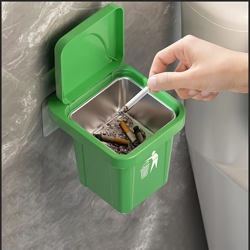 Modern wall mounted stainless steel ashtrays and storage boxes no drilling design required bathroom or home decor