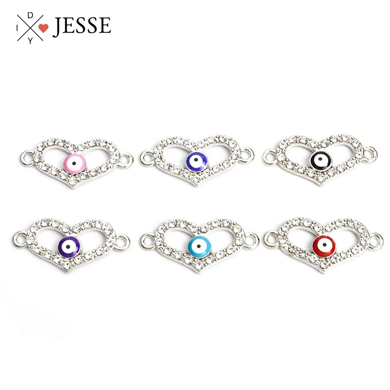 

10pcs Crystal Flower Blue Turkish Evil Eye Rhinestone Bracelet Lucky Eye Pendant Adjustable Alloy Bangles Men Women Jewelry Gift