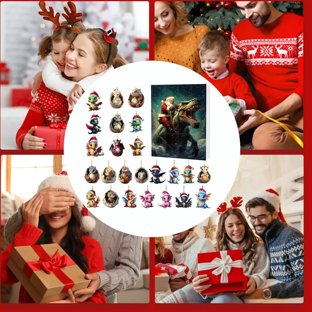 Description Picture 6 of itemCute Christmas Advent Calendar Christmas Dinosaur Egg Advent Calendar Funny Window Decoration Cartoon Festival Colorful Door