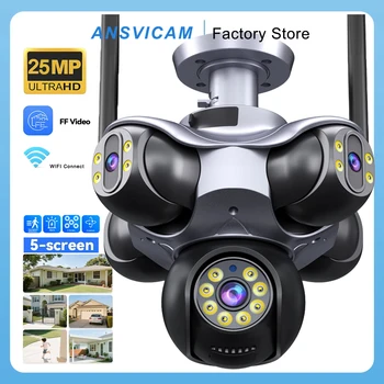 25MP 5-Lens Home Security Camera 5-Screen Split View WiFi IP CCTV 720° PTZ Auto Tracking 10K Night Vision Waterproof Outdoor Cam 1