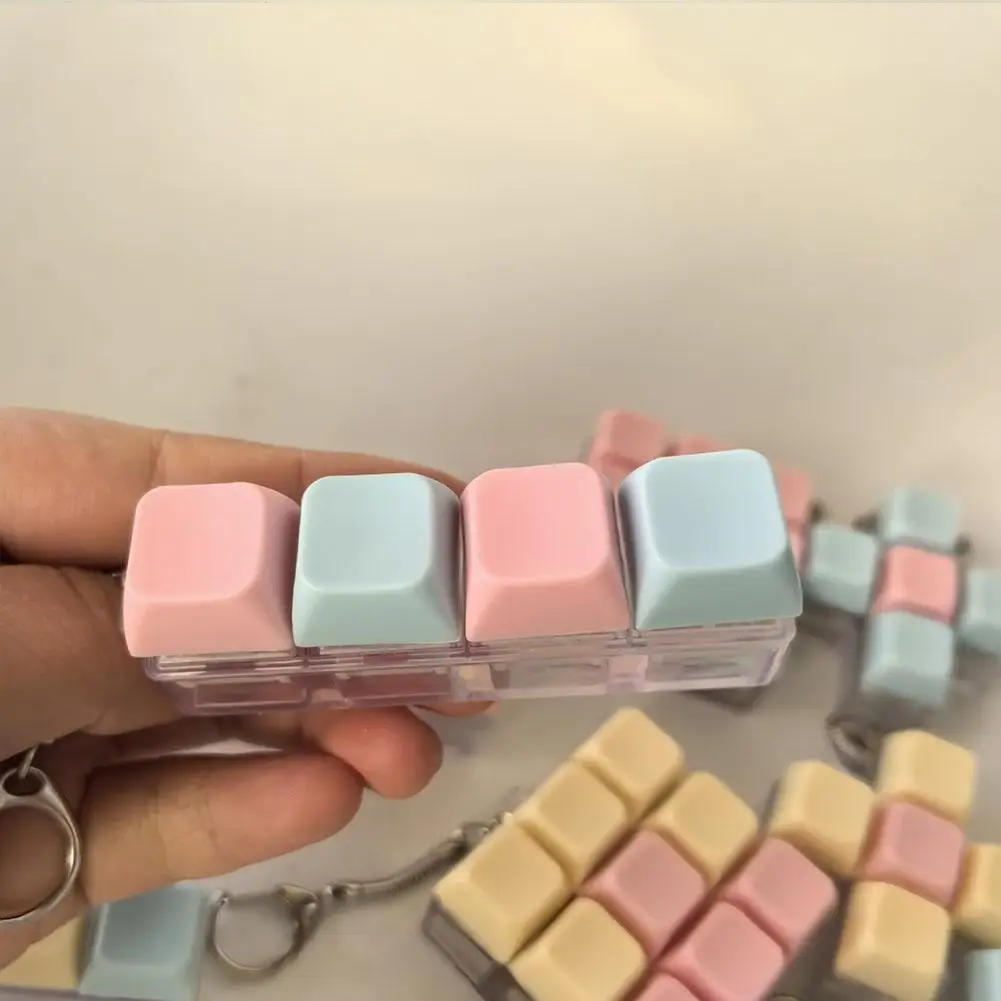 Bunte Tastatur-Zappelspielzeuge für Erwachsene und Kinder, 1/4/5/9-Tasten, Pastell-Tastatur-Clicker-Schlüsselanhänger für die Arbeit, Stressabbau, Angst – Detail 4